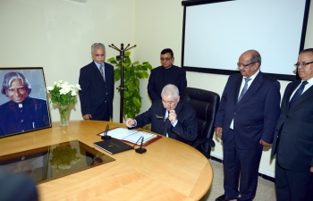Signing of Condolence Book on demise of Honourable former President of India, His Excellency, Dr. A. P. J. Abdul Kalam on